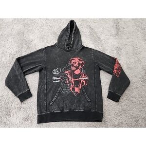 Corpse Husband Hoodie Mens M Black Acid Wash Graphic Pullover Music Influencer